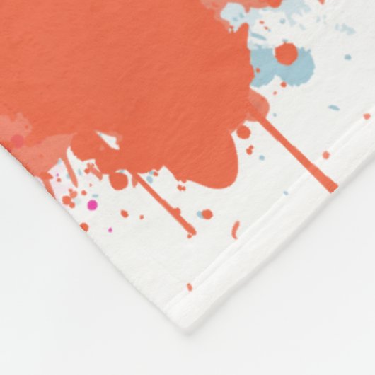 Couverture Polaire Bleu rose orange Abstrait Peinture (Coin)