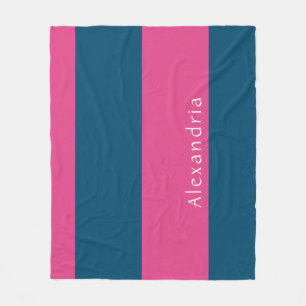 Couverture Polaire Bleu rose rayé personnalisé