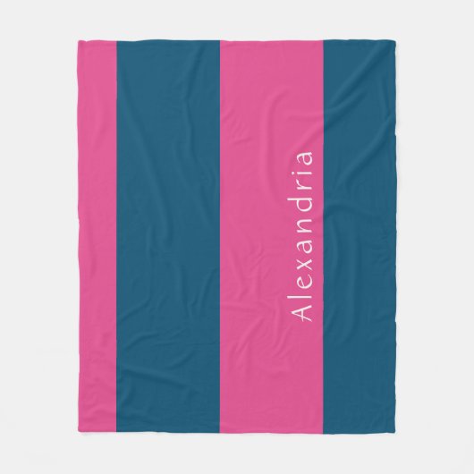 Couverture Polaire Bleu rose rayé personnalisé (Devant)