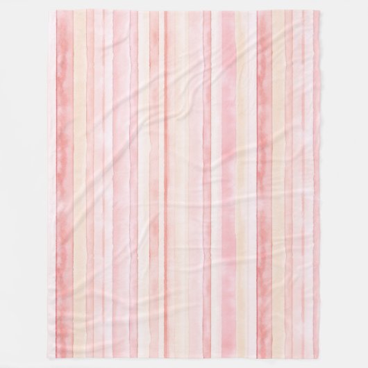 Couverture Polaire Bleu rose rayures crème (Devant)