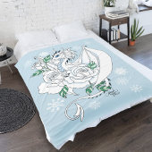 Couverture Polaire Bleu Roses de dragon blanc
