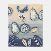 Couverture Polaire bleu rougeâtre Citrouille et feuille d'automne (Devant)