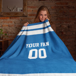 Couverture Polaire Bleu royal et blanc du football personnalisés