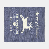 Couverture Polaire Bleu Russe Reindeer Bois Noël (Devant (Horizontal))