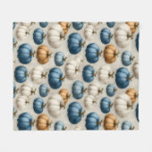 Couverture Polaire Bleu rustique et Citrouilles neutres (Devant (Horizontal))