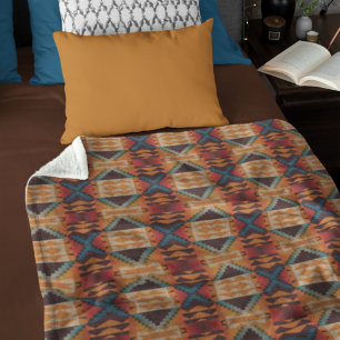 Couverture Polaire Bleu Sarcelle Marron Foncé Beige Orange Rouge Art