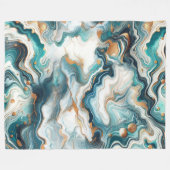 Couverture Polaire Bleu sarcelle or blanc marbre moderne Agate  (Devant (Horizontal))