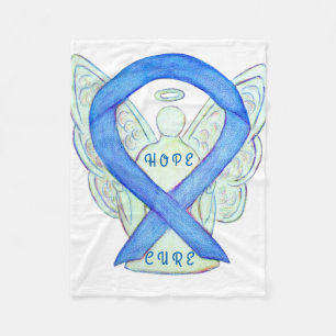 Couverture Polaire Bleu Sensibilisation Ruban Angel Hope et Cure Blan