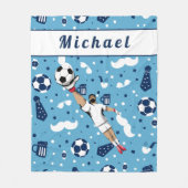Couverture Polaire Bleu Soccer Goalie Goalkeeper Nom de l'enfant (Devant)