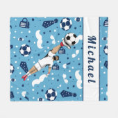 Couverture Polaire Bleu Soccer Goalie Goalkeeper Nom de l'enfant (Devant (Horizontal))