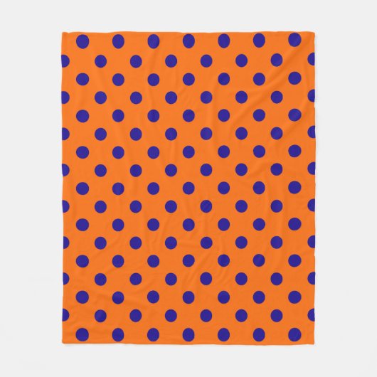 Couverture Polaire Bleu Sur Orange Pois Design Motif (Devant)