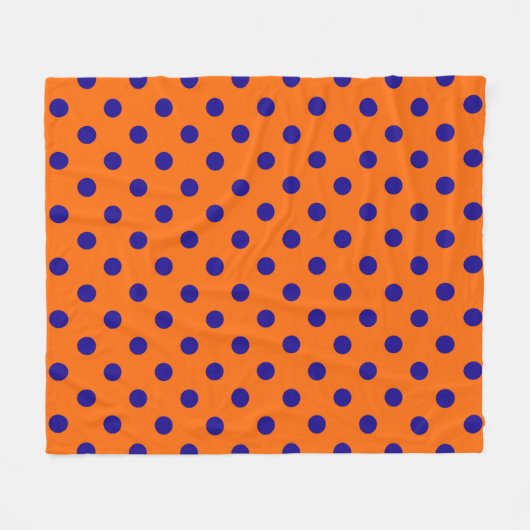 Couverture Polaire Bleu Sur Orange Pois Design Motif (Devant (Horizontal))