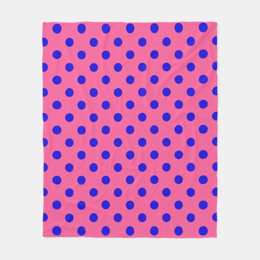 Couverture Polaire Bleu sur rose Pois design Motif (Devant)