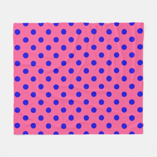Couverture Polaire Bleu sur rose Pois design Motif (Devant (Horizontal))
