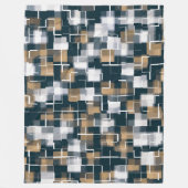 Couverture Polaire Bleu tendance Gold Brown noir blanc plaid (Devant)