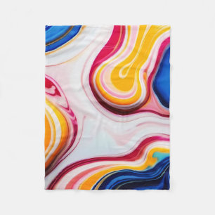 Couverture Polaire Bleu tendance rose jaune faux marbre blanc