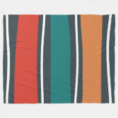 Couverture Polaire Bleu terre cuite rouge blanc ondes rétro (Devant (Horizontal))