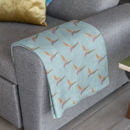 Couverture Polaire Bleu tropical Oiseau moderne du Paradis dessiné à