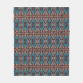 Couverture Polaire Bleu Turquoise Bleu Rouge Beige Brown Motif d'art  (Devant)