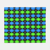 Couverture Polaire Bleu Vert Noir Design Diamant Argyle (Devant (Horizontal))