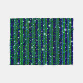 Couverture Polaire Bleu vert rayures avec étoiles et Raindrops (Devant (Horizontal))