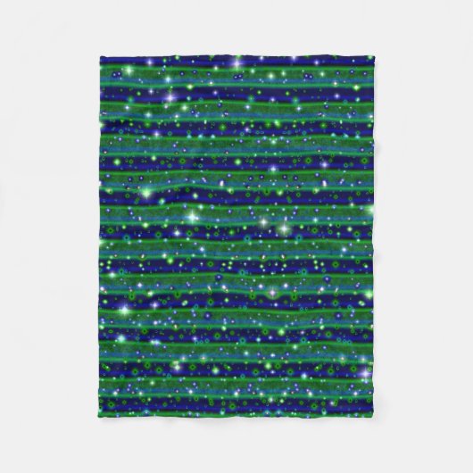 Couverture Polaire Bleu vert rayures avec étoiles et Raindrops (Devant)