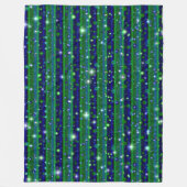 Couverture Polaire Bleu vert rayures avec étoiles et Raindrops (Devant)
