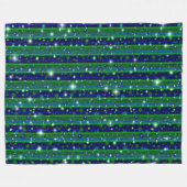 Couverture Polaire Bleu vert rayures avec étoiles et Raindrops (Devant (Horizontal))