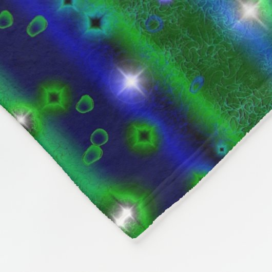Couverture Polaire Bleu vert rayures avec étoiles et Raindrops (Coin)