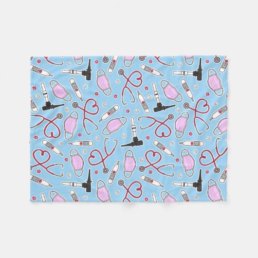 Couverture Polaire Bleu vétérinaire/vétérinaire de motif de (Devant (Horizontal))