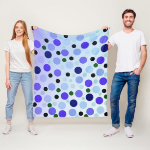 Couverture Polaire Bleu Violet Et Vert Pois,