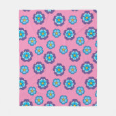 Couverture Polaire Bleu Violet rose motif floral (Devant)