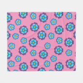 Couverture Polaire Bleu Violet rose motif floral (Devant (Horizontal))