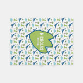 Couverture Polaire Bleus et verts de Cute Dinosaures (Devant (Horizontal))
