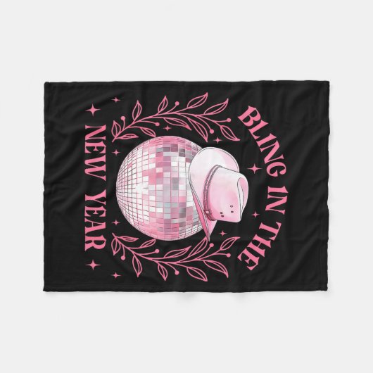 Couverture Polaire Bling-in The New Year Cowgirl Disco Ball Happy New (Devant (Horizontal))