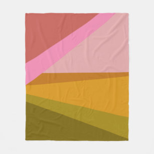 Couverture Polaire Bloc de couleur Art géométrique moderne   Rose et 