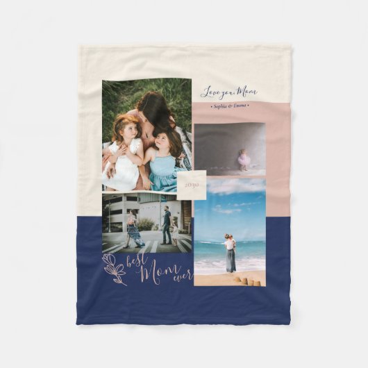 Couverture Polaire Bloc de couleur moderne Photo Collage pour maman (Devant)