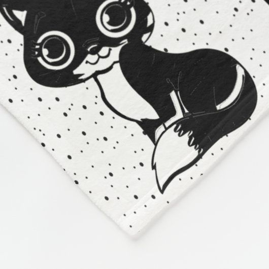 Couverture Polaire Bloc de monogramme noir blanc pour chat (Coin)