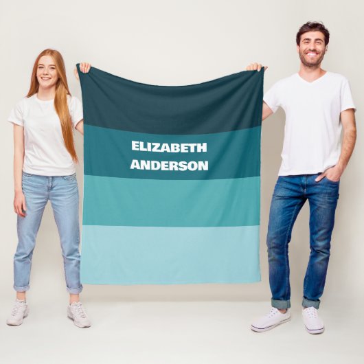 Couverture Polaire Blocage de couleur Turquoise Bande horizontale (En situation)