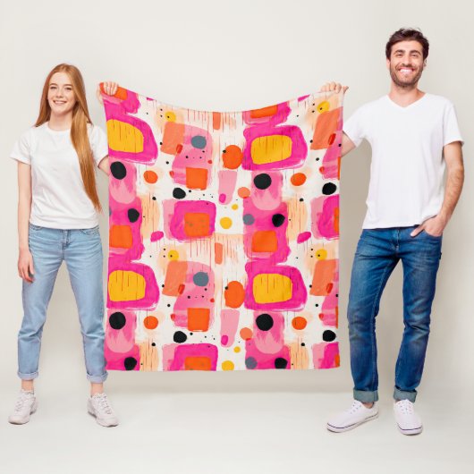 Couverture Polaire Blocs colorés Motif Abstrait (En situation)