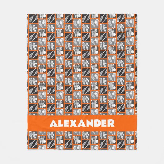 Couverture Polaire Blocs de crosse orange de bâtons et de balles (Devant)