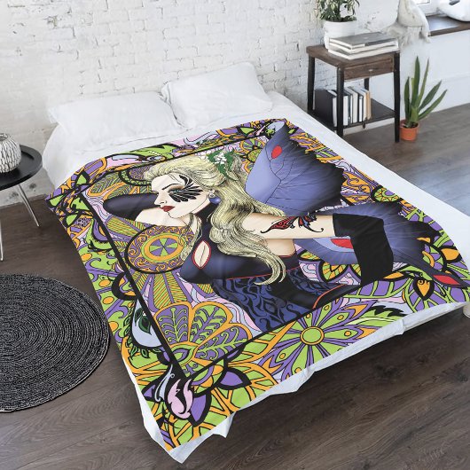 Couverture Polaire Blonde Fairy Floral Purple