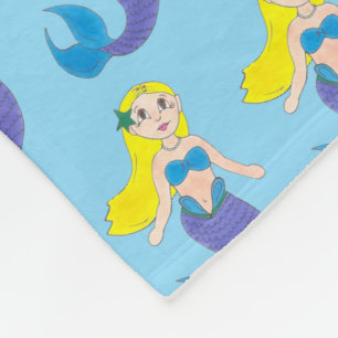 Couverture Polaire Blonde nage Sirène fille pourpre Queue Océan Mer