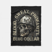Couverture Polaire Blood Sweat Profanity Construction Worker Skull Bl (Devant)