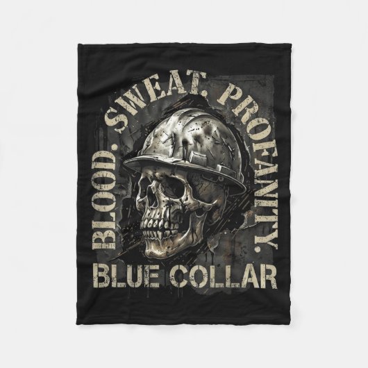 Couverture Polaire Blood Sweat Profanity Construction Worker Skull Bl (Devant)