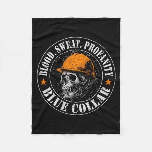 Couverture Polaire Blood Sweat Profanity Construction Worker Skull Bl (Devant)