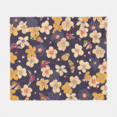 Couverture Polaire blooming cherry and butterflies seamless pattern.  (Devant (Horizontal))