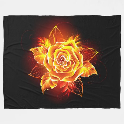 Couverture Polaire Blooming Fire Rose (Devant (Horizontal))