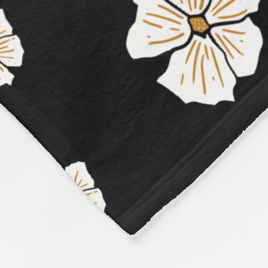 Couverture Polaire Blooming Floral Pattern Black Fleece (3 Sizes) (Coin)