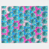 Couverture Polaire "Blooms bleus sereins" (Devant (Horizontal))